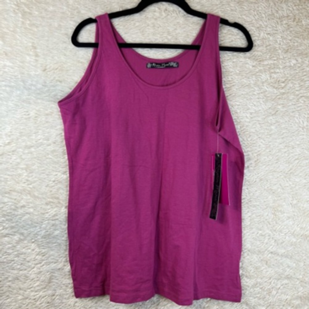 Kristin Marie Womens Tank Top Pink Scoop‎ Neck Stretch Junior Plus 2X New